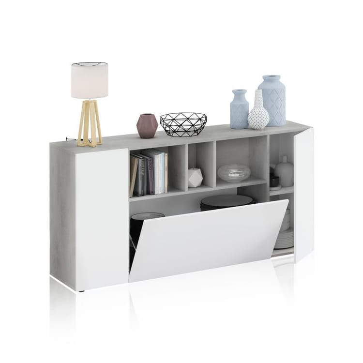 APARADOR CAMILE 3 PUERTAS ESTANTES BLANCO GRIS 150 CM - 5