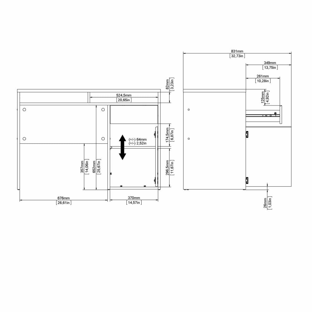 ESCRITORIO VESTO 1 PUERTA 1 CAJÓN Y 2 ESTANTES ABIERTOS NEGRO 110CM - 2