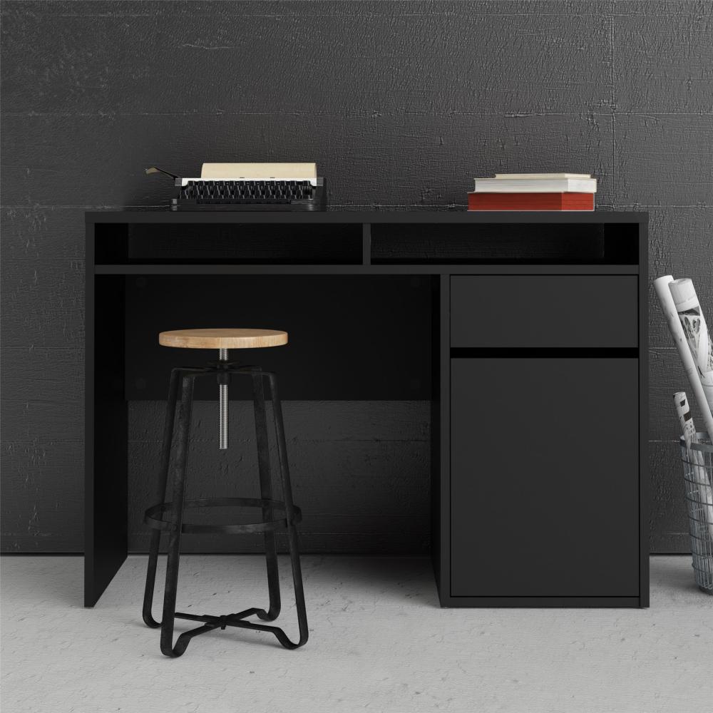 ESCRITORIO VESTO 1 PUERTA 1 CAJÓN Y 2 ESTANTES ABIERTOS NEGRO 110CM - 6
