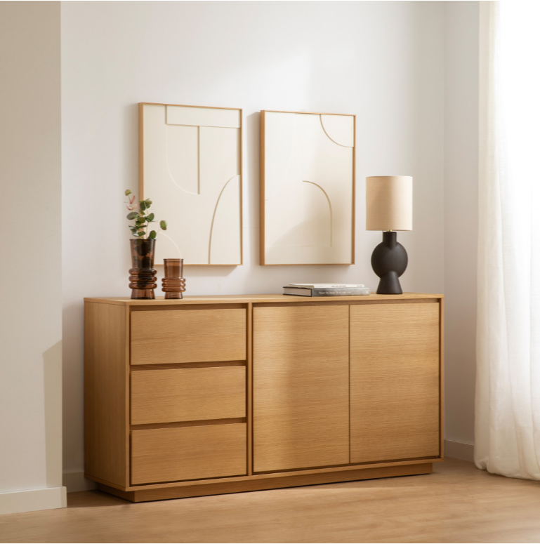 APARADOR ALASKA MODERNO CON 3 CAJONES 2 PUERTAS SALÓN-COMEDOR ROBLE - 2