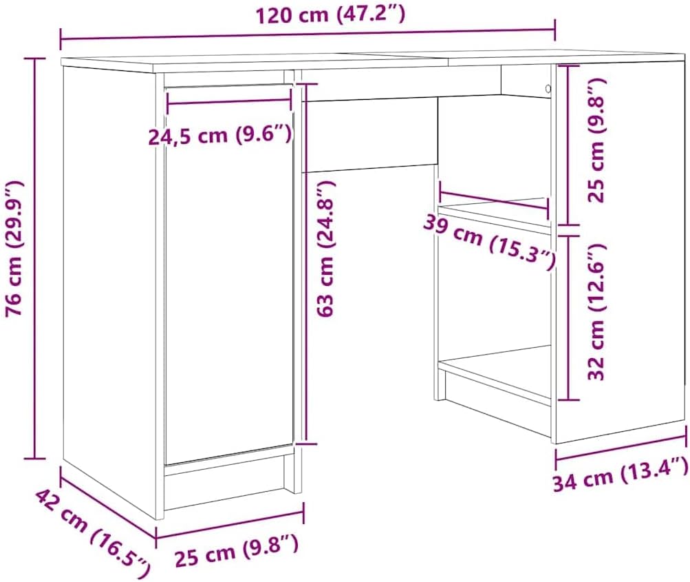 ESCRITORIO MODERNO HP 1 PUERTAS 2 ESTANTES ABIERTOS LIBRERO ROBLE 120CM - 8