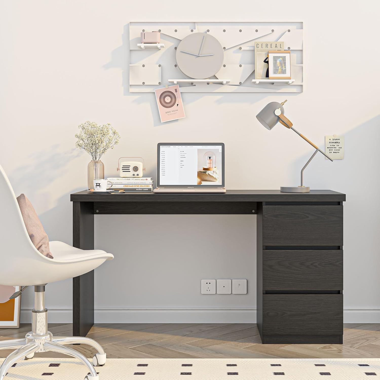 ESCRITORIO JENIN CON 3 CAJONES COLOR NEGRO 120X75CM - 1