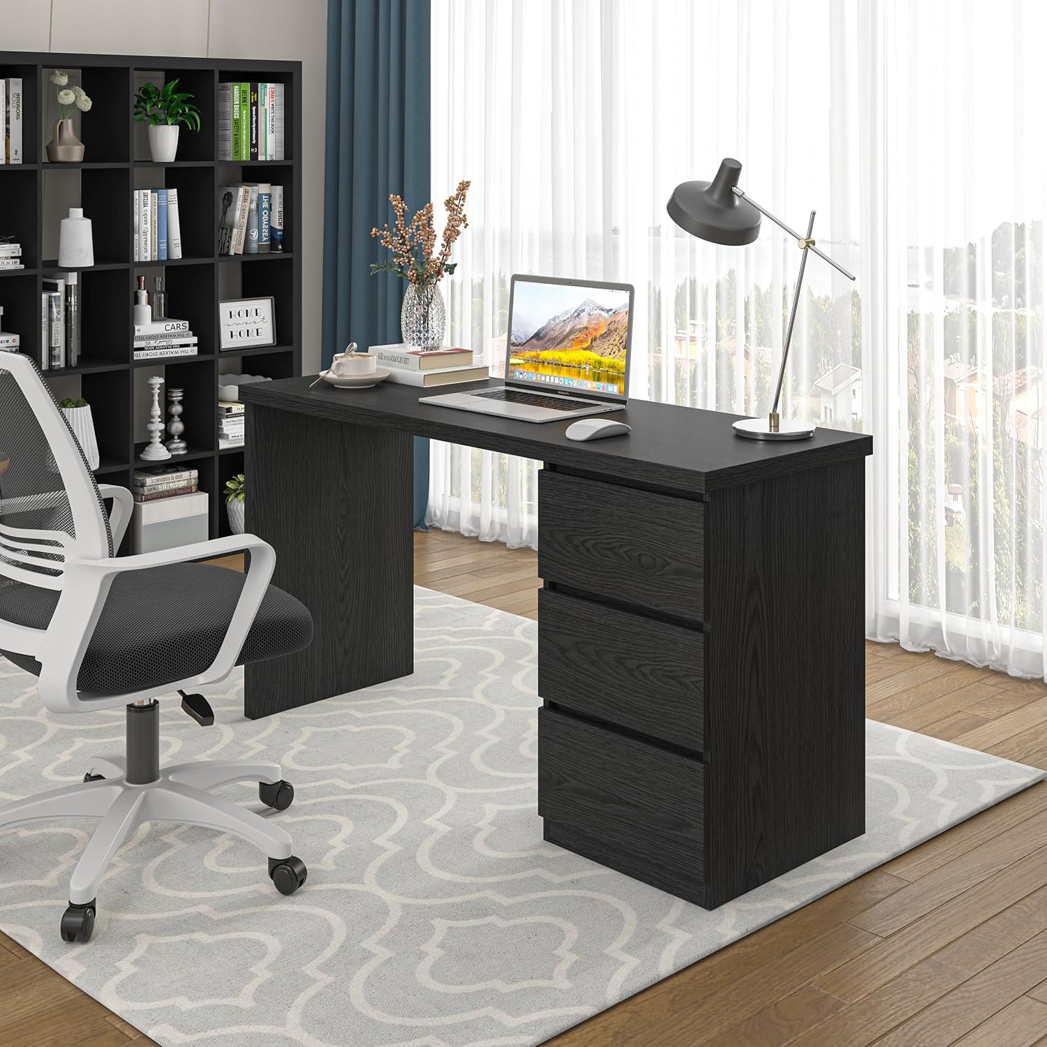 ESCRITORIO JENIN CON 3 CAJONES COLOR NEGRO 120X75CM - 2
