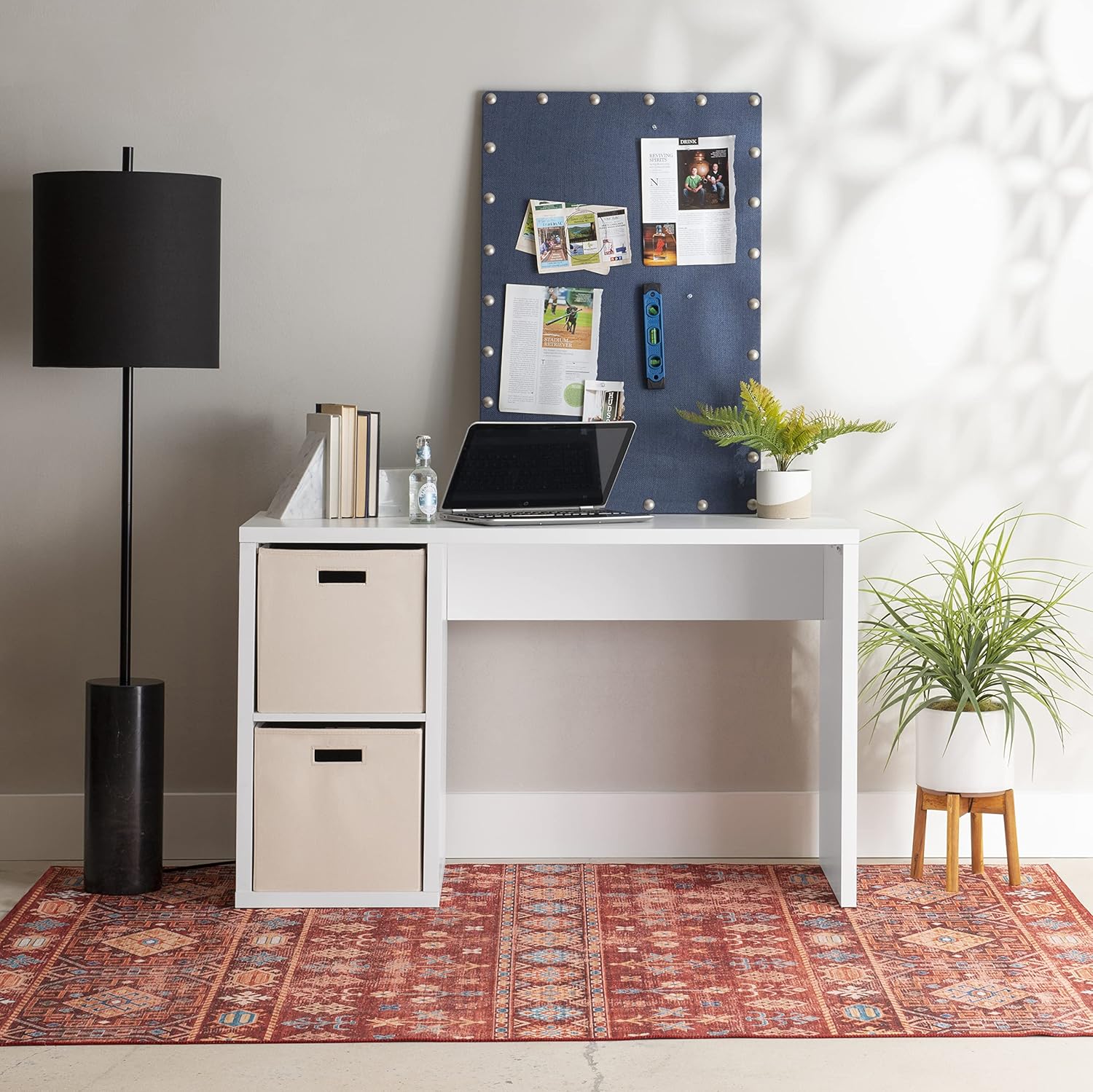 ESCRITORIO MODERNO BARO 2 ESTANTES PARA ALMACENAMIENTO COLOR BLANCO - 1
