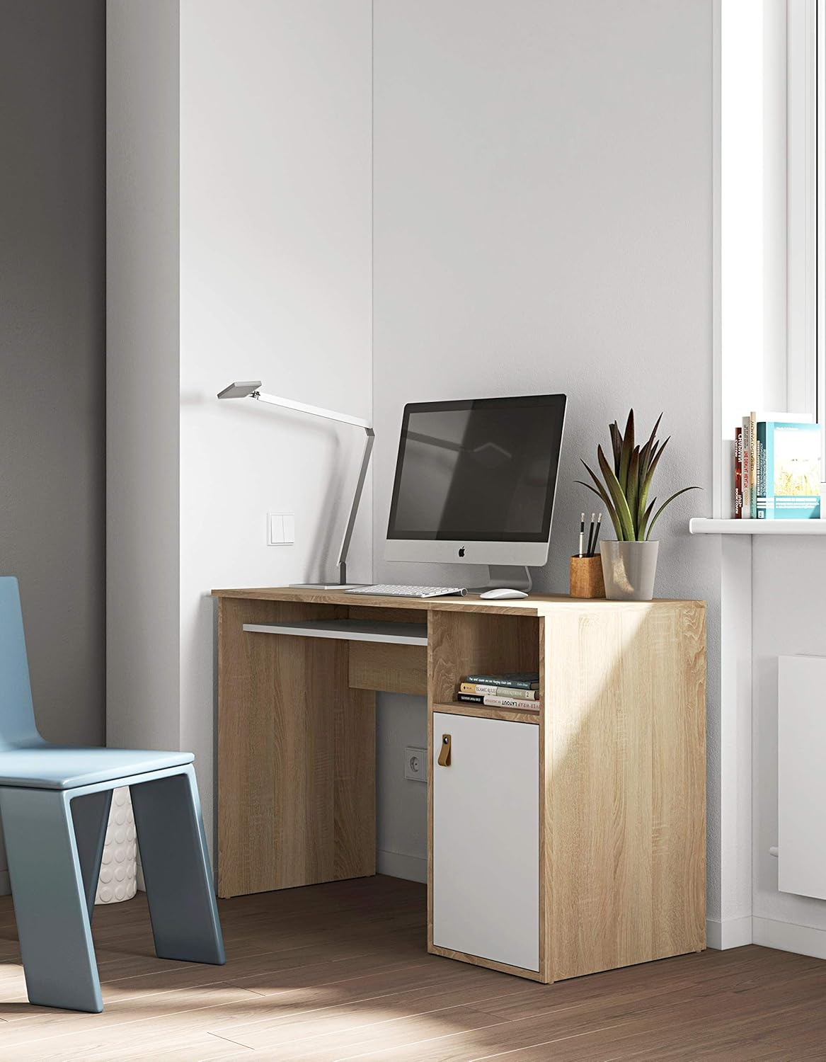ESCRITORIO VERSA 1 PUERTA 2 ESTANTES COLOR ROBLE Y BLANCO 115CM - 2