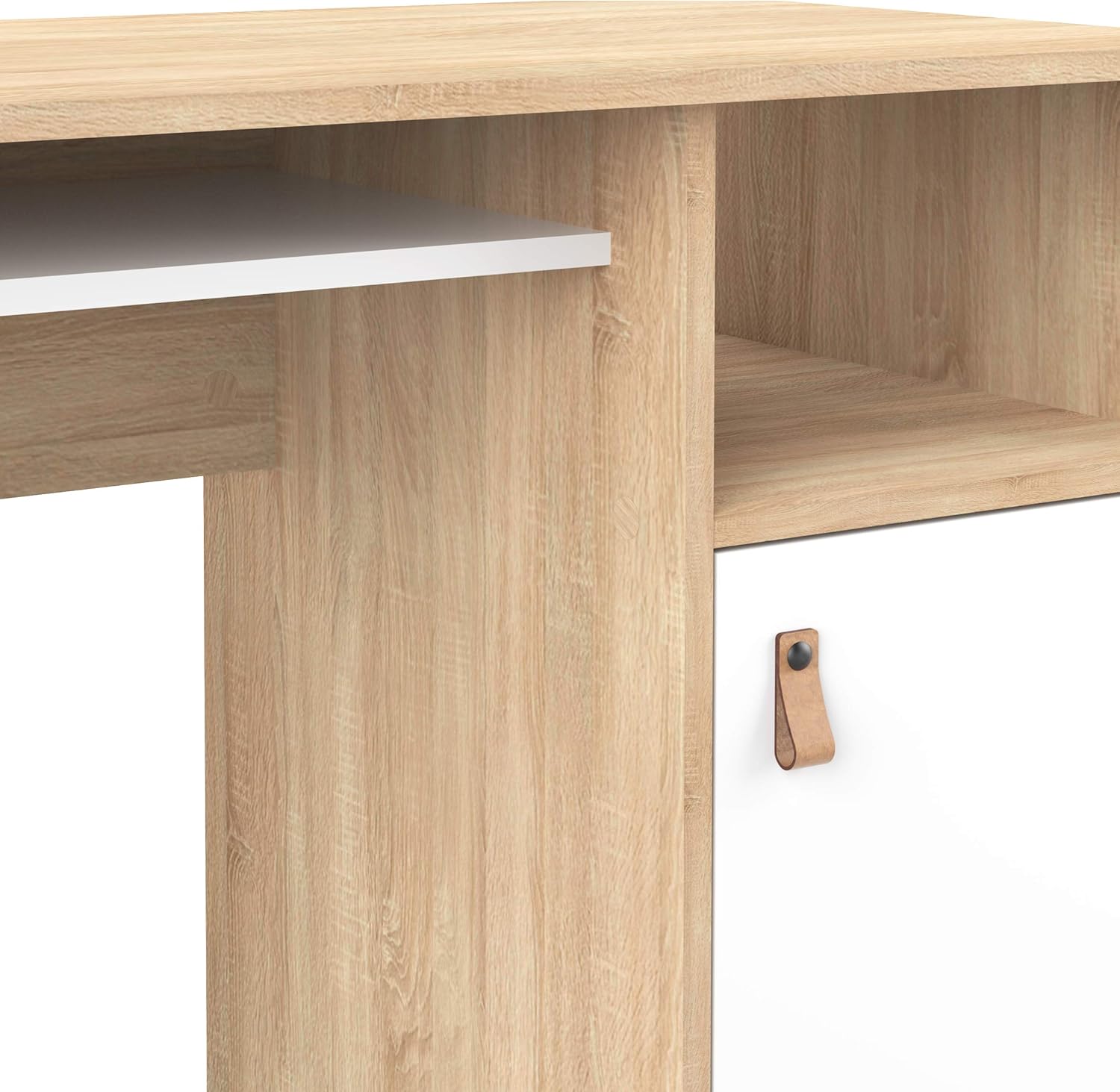 ESCRITORIO VERSA 1 PUERTA 2 ESTANTES COLOR ROBLE Y BLANCO 115CM - 4