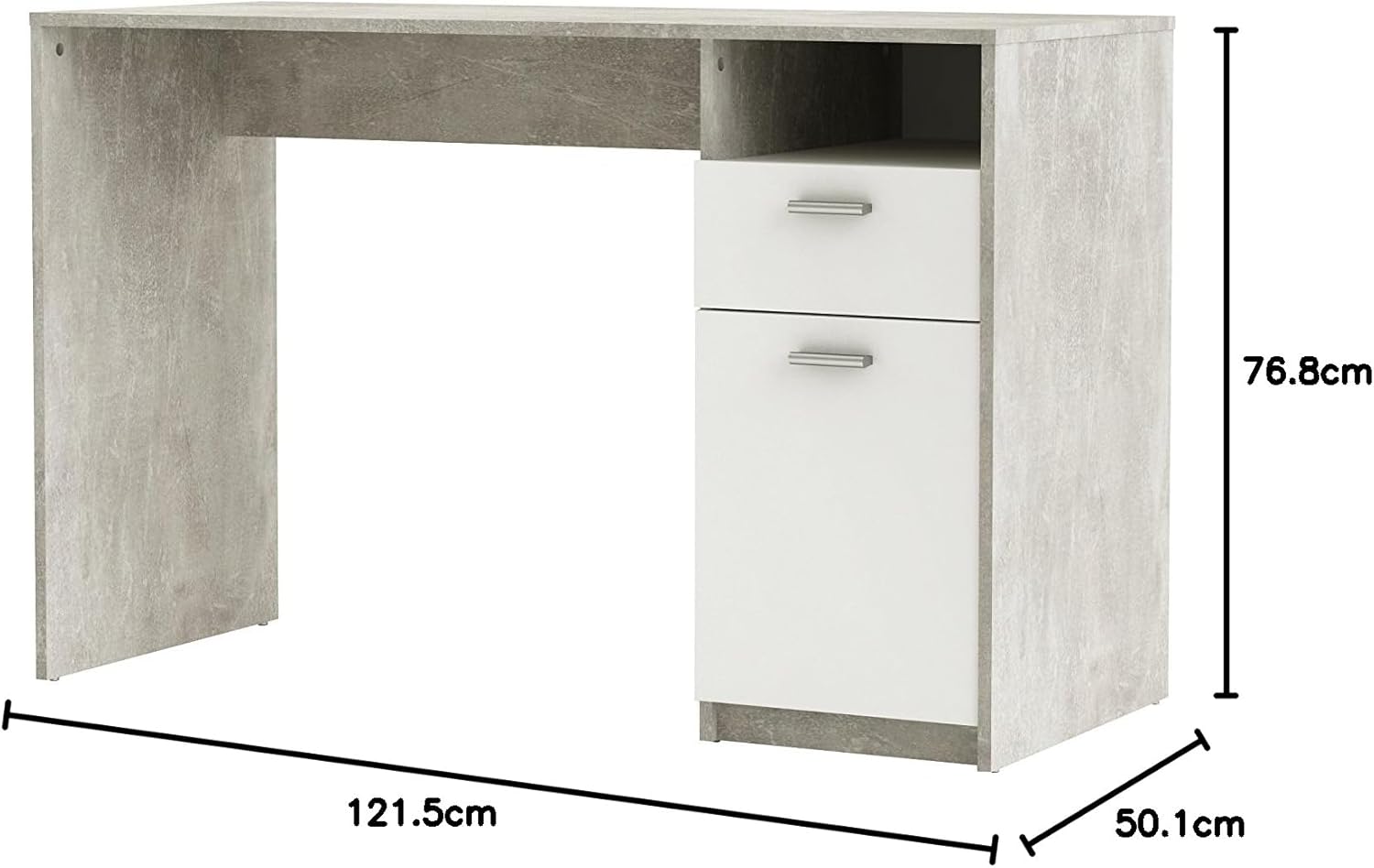 ESCRITORIO NICO 1 PUERTAS 1 CAJÓN 1 ESTANTES LIBRERO GRIS Y BLANCO - 7