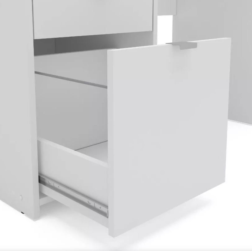 ESCRITORIO DE OFICINA ARAMUS 3 CAJÓNES 1 ESTANTE LIBRERO BLANCO 100CM - 5