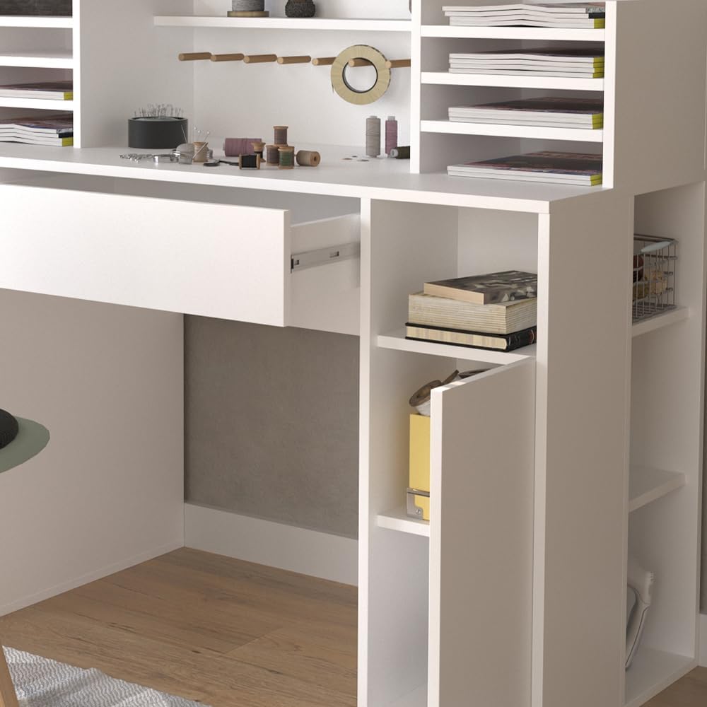 ESCRITORIO RIAZAN 1 CAJÓN 2 PUERTAS Y ESTANTES BLANCO 126CM - 2