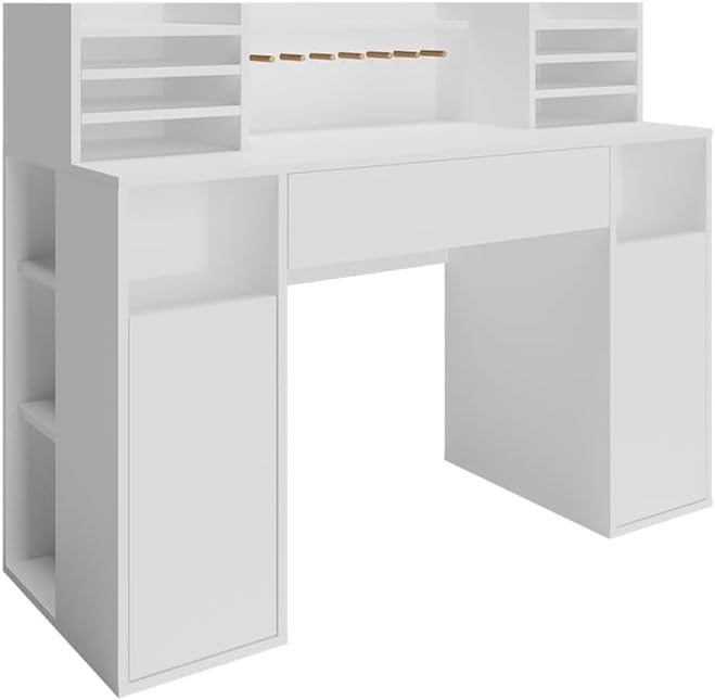 ESCRITORIO RIAZAN 1 CAJÓN 2 PUERTAS Y ESTANTES BLANCO 126CM - 6