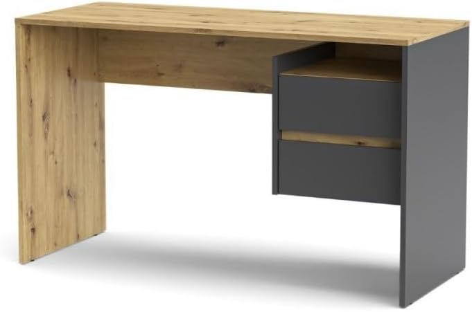 ESCRITORIO GIRO 2 CAJONES  CON ESTANTE DUNA GRAFITO 125CM - 2