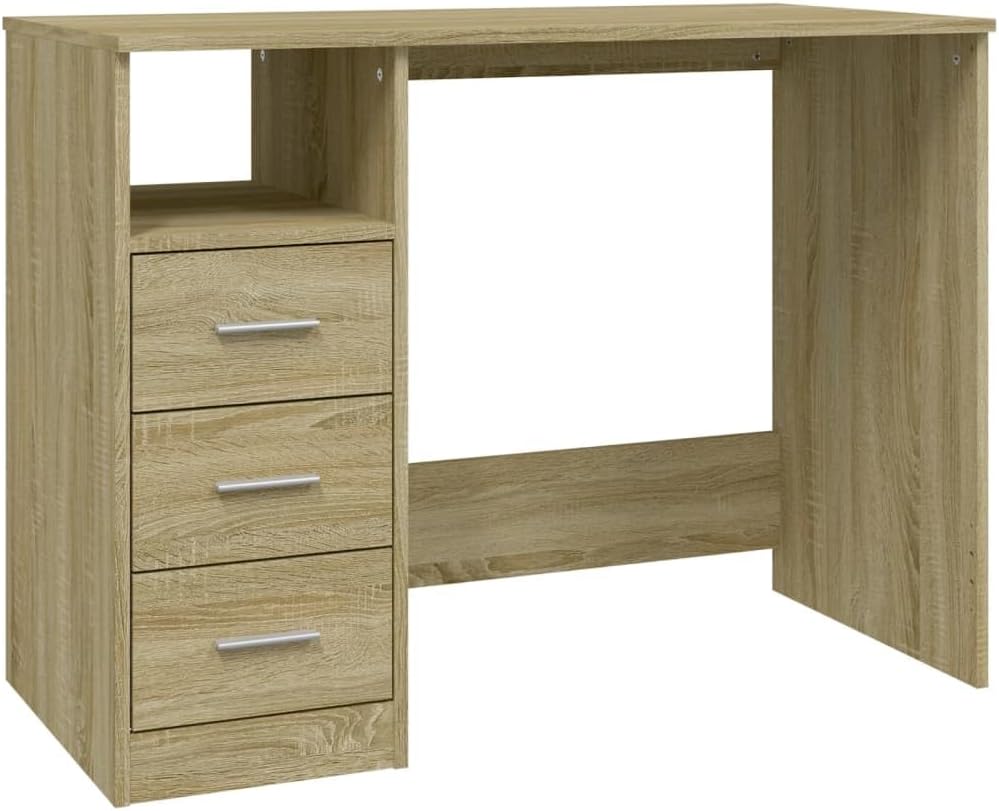 ESCRITORIO HOLDEN 3 CAJONES UN ESTANTE LIBRERO ROBLE 102X76 CM - 6