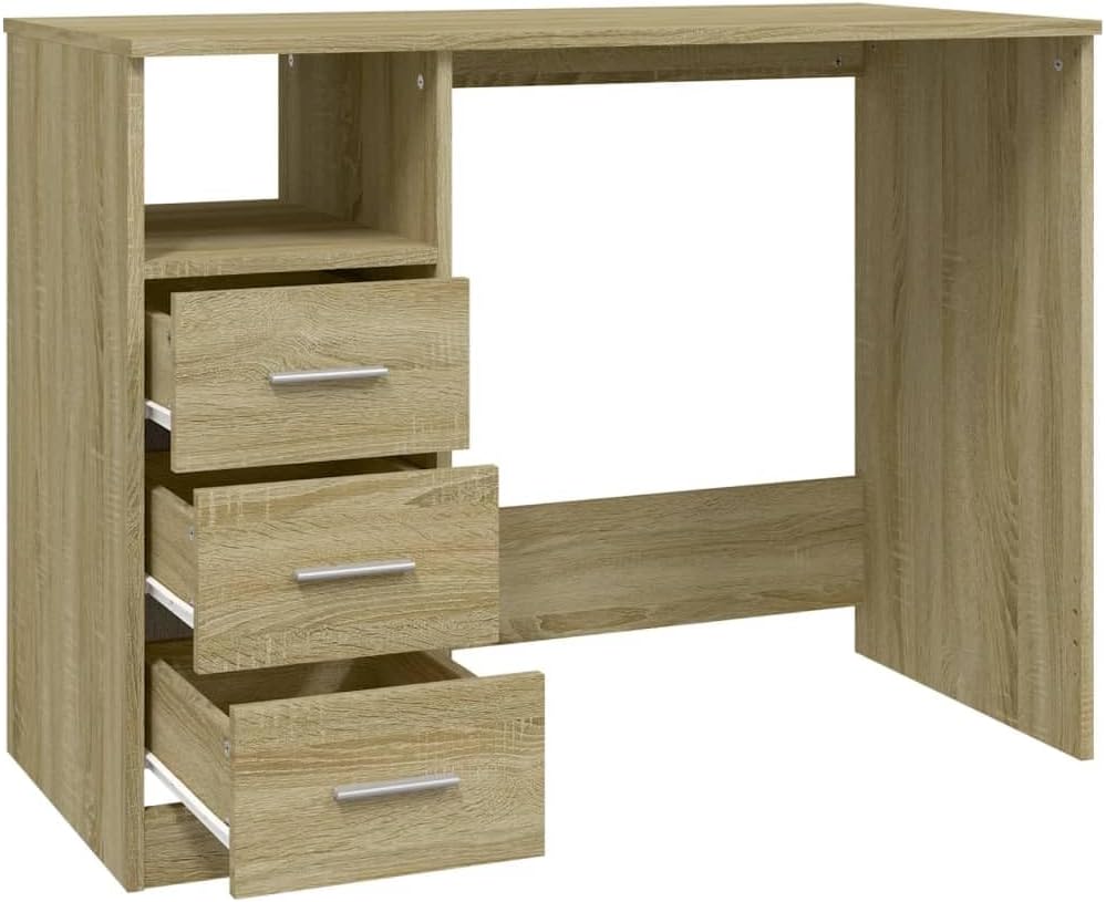 ESCRITORIO HOLDEN 3 CAJONES UN ESTANTE LIBRERO ROBLE 102X76 CM - 7
