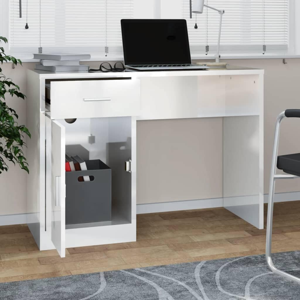 ESCRITORIO KORD CON CAJÓN 1 PUERTA LIBRERO COLOR BLANCO 100CM - 2