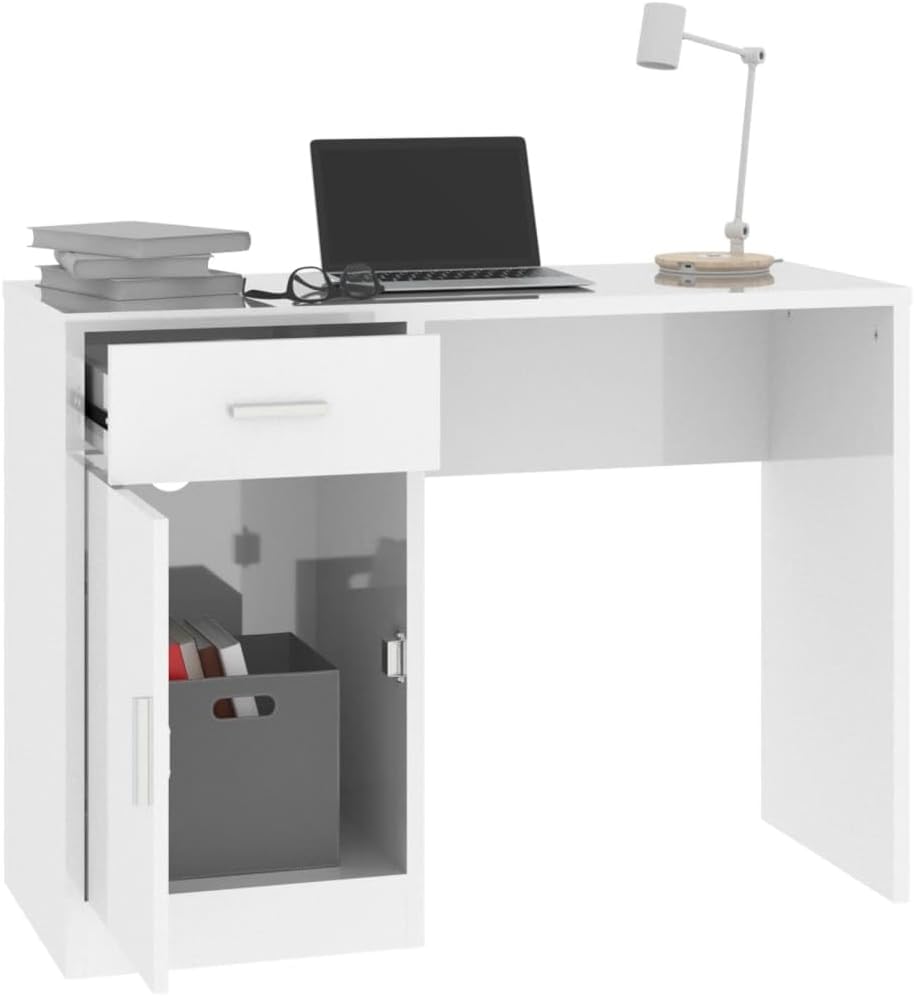 ESCRITORIO KORD CON CAJÓN 1 PUERTA LIBRERO COLOR BLANCO 100CM - 3