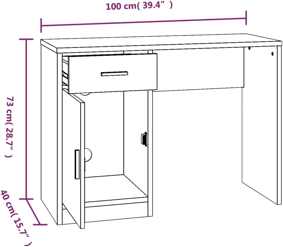 ESCRITORIO KORD CON CAJÓN 1 PUERTA LIBRERO COLOR BLANCO 100CM - 8