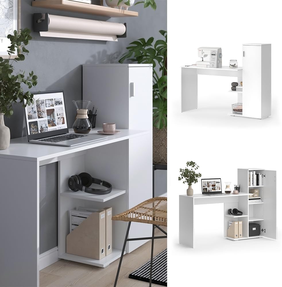 ESCRITORIO GALES 1 PUERTA CON ESTANTES BLANCO 140CM - 2