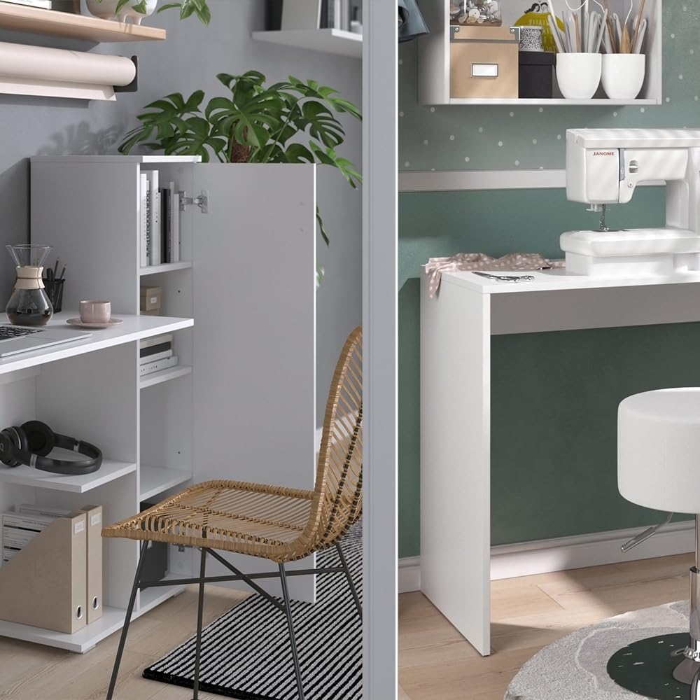 ESCRITORIO GALES 1 PUERTA CON ESTANTES BLANCO 140CM - 3