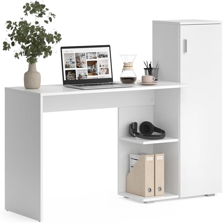 ESCRITORIO GALES 1 PUERTA CON ESTANTES BLANCO 140CM - 4