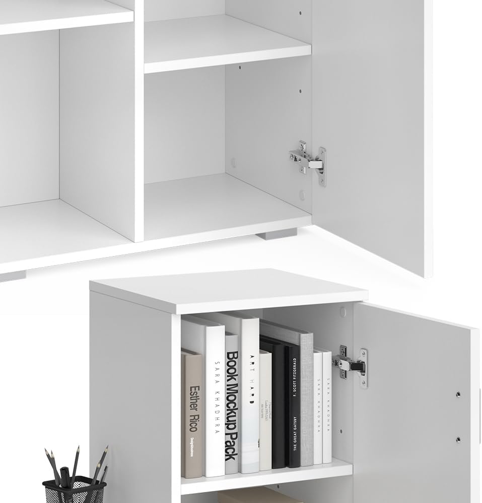 ESCRITORIO GALES 1 PUERTA CON ESTANTES BLANCO 140CM - 5