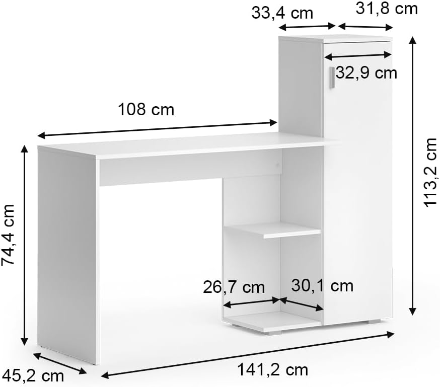 ESCRITORIO GALES 1 PUERTA CON ESTANTES BLANCO 140CM - 7