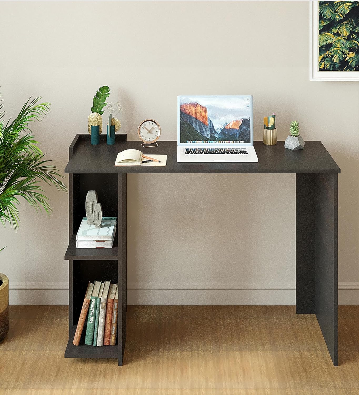 ESCRITORIO ULMA MODERNO 2 ESTANTES COLOR WENGUE 104X78CM - 1