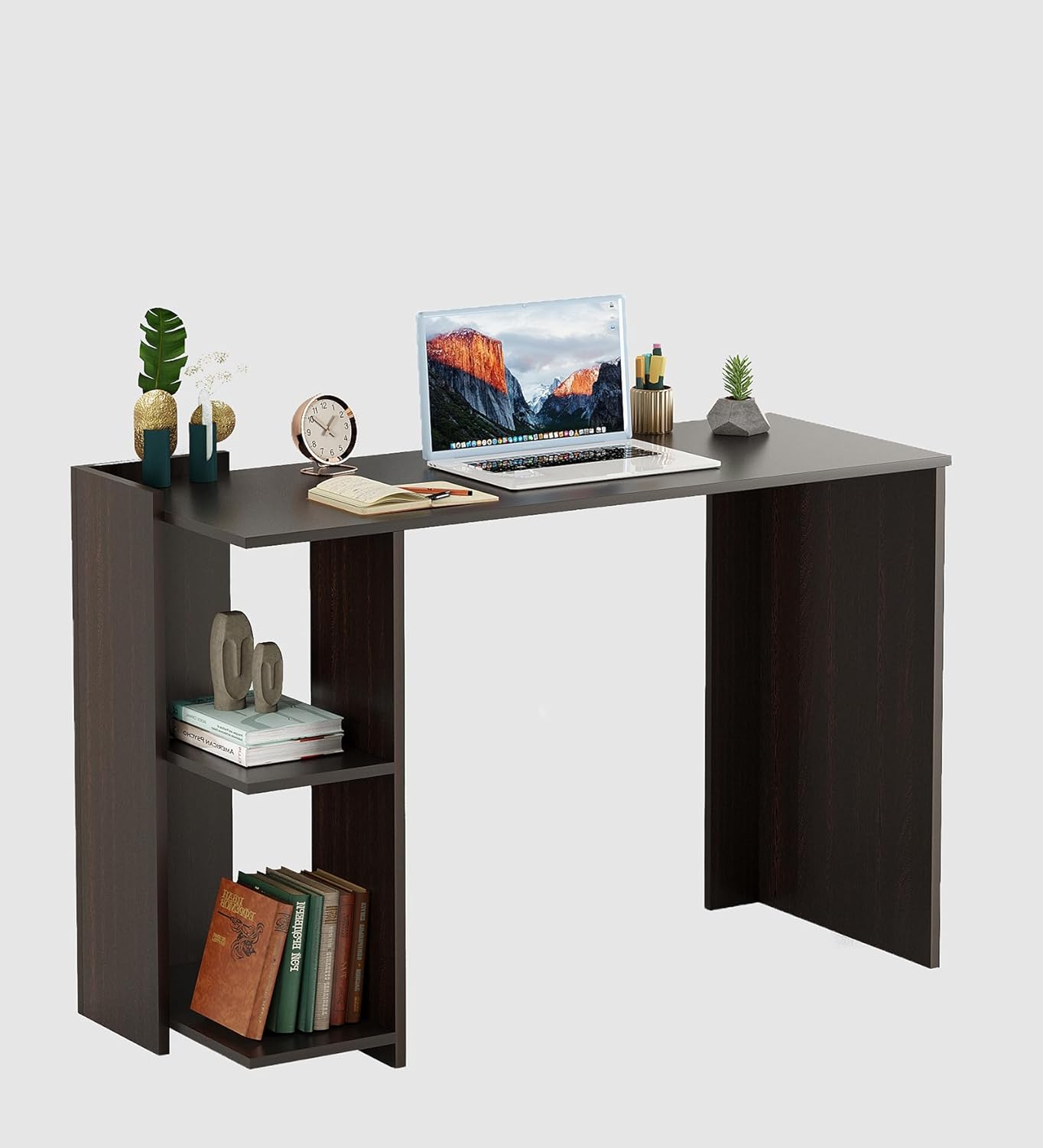 ESCRITORIO ULMA MODERNO 2 ESTANTES COLOR WENGUE 104X78CM - 2