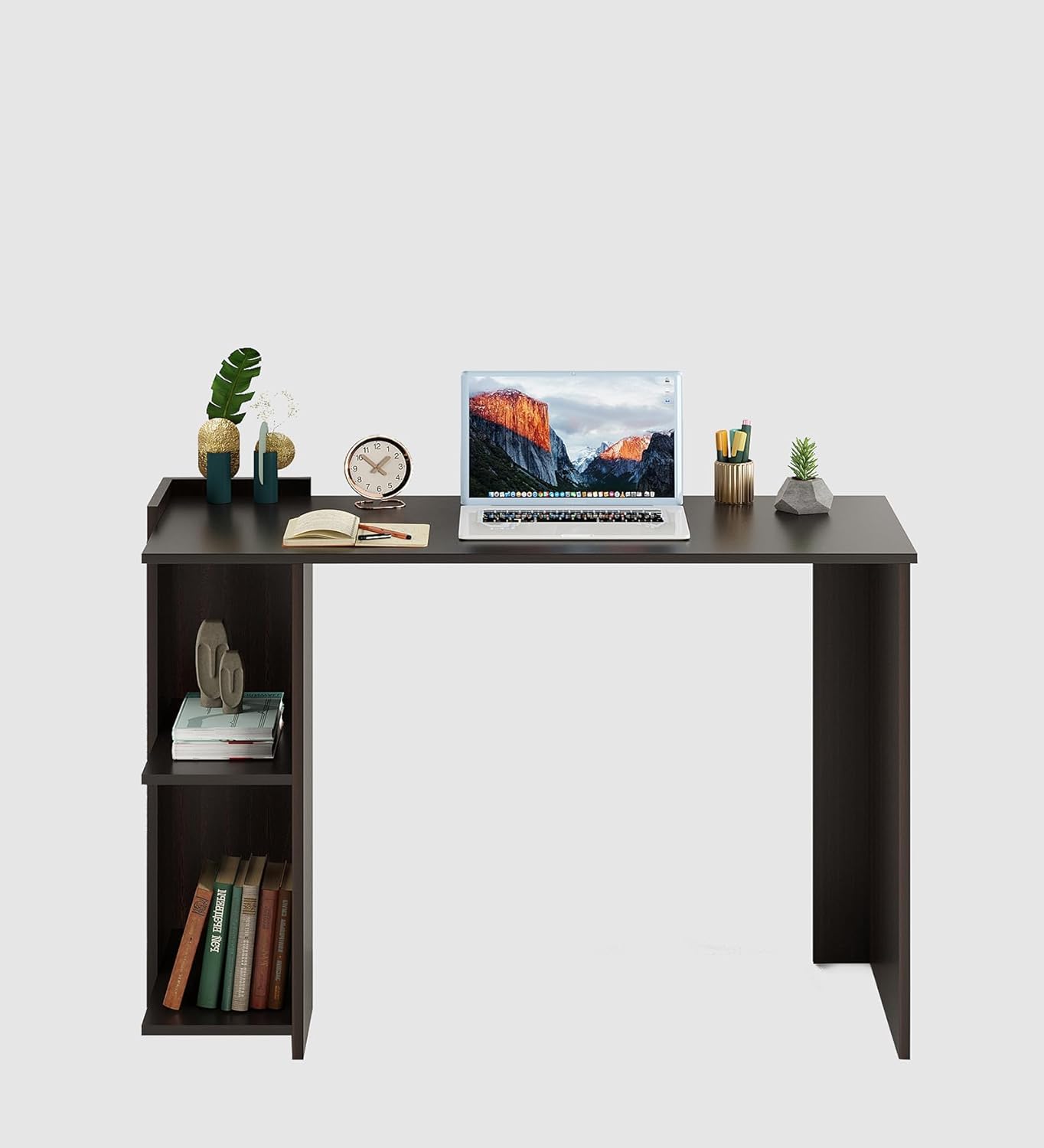 ESCRITORIO ULMA MODERNO 2 ESTANTES COLOR WENGUE 104X78CM - 3