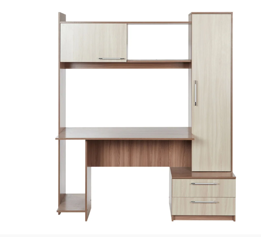 MESA DE ESCRITORIO YANDEX 2 CAJONES 2 PUERTAS COLOR ROBLE 186CM - 2