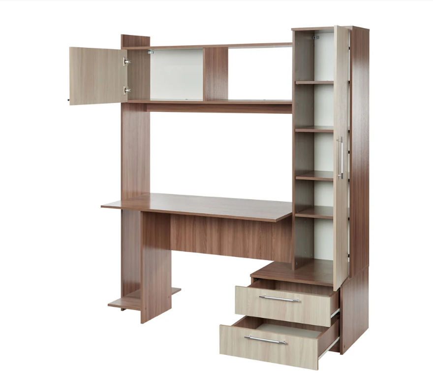 MESA DE ESCRITORIO YANDEX 2 CAJONES 2 PUERTAS COLOR ROBLE 186CM - 4