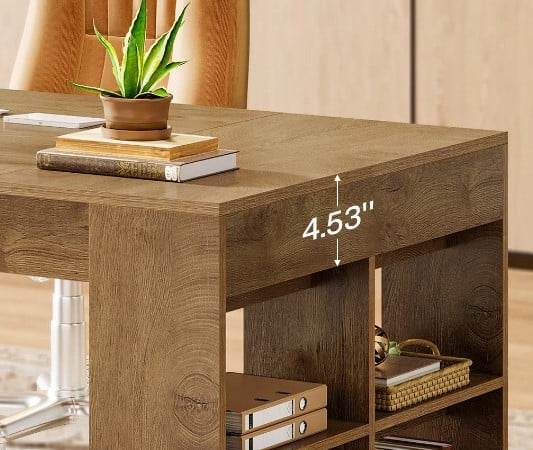 ESCRITORIO EJECUTIVO LINEN PARA PC DE OFICINA CON ESTANTES ROBLE 180CM - 6