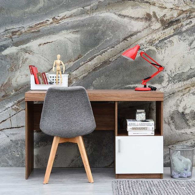 ESCRITORIO LUXAR CON LIBRERO 1 PUERTA COLOR MIEL Y BLANCO 120CM - 1