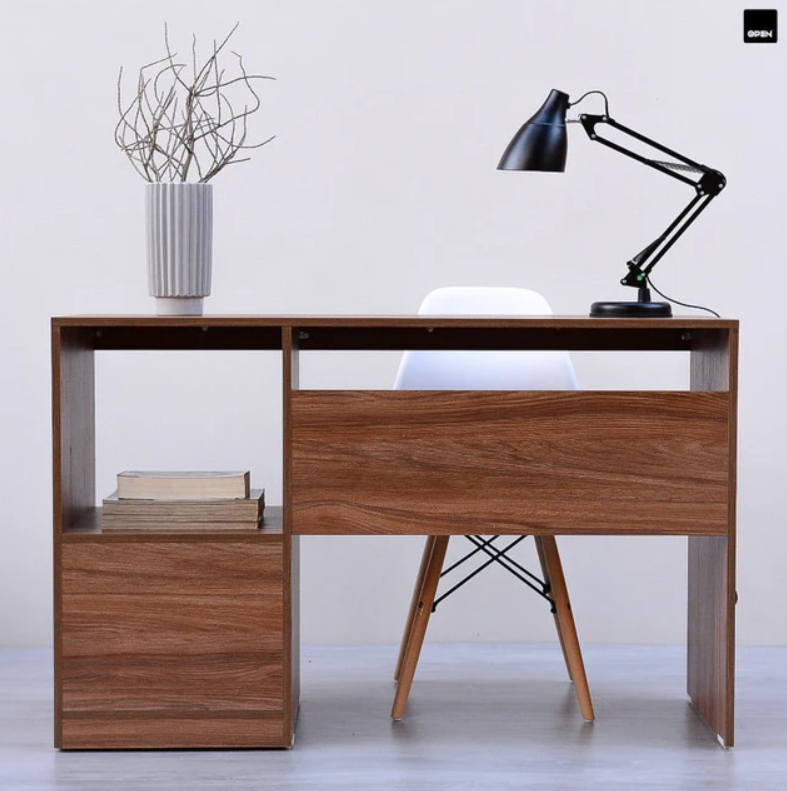 ESCRITORIO LUXAR CON LIBRERO 1 PUERTA COLOR MIEL Y BLANCO 120CM - 4