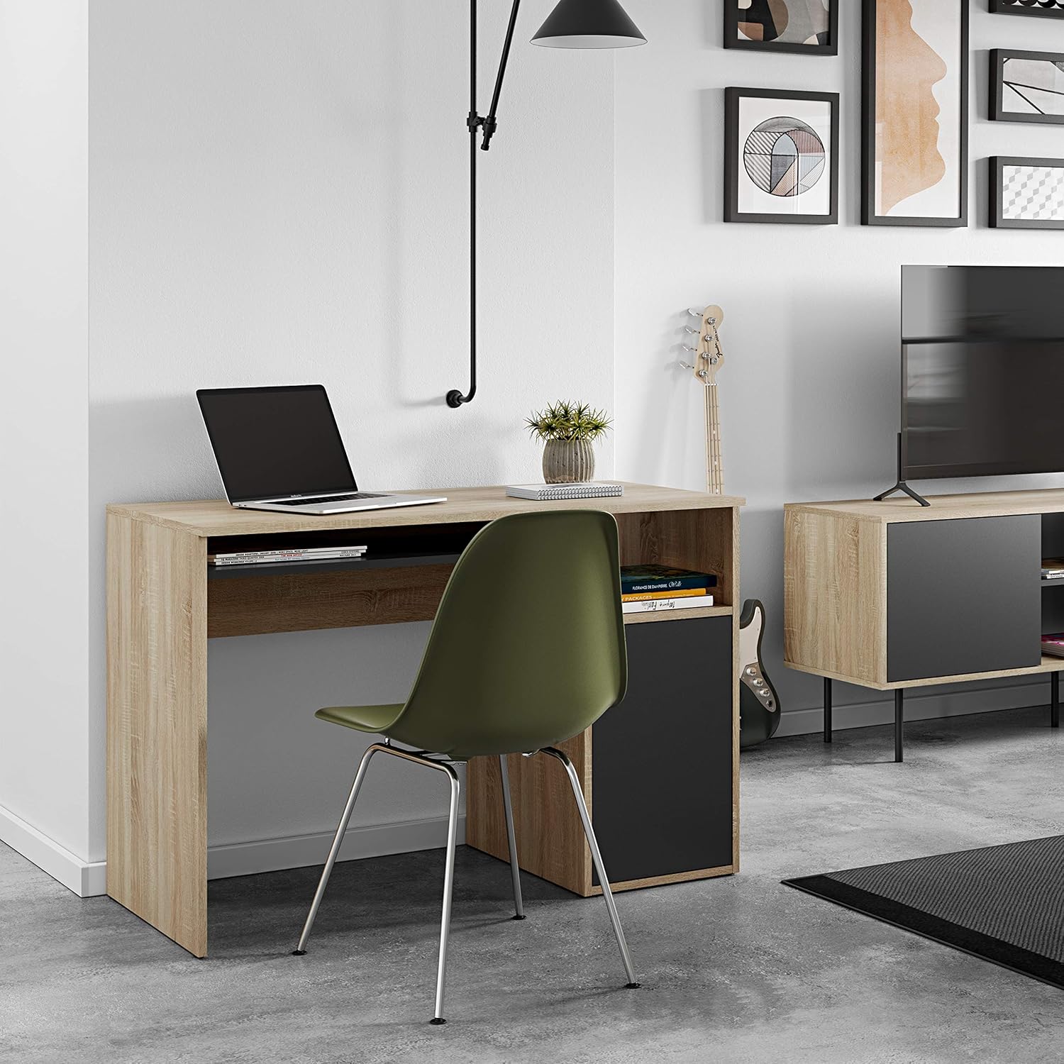 ESCRITORIO VERSA 1 PUERTA 2 ESTANTES COLOR ROBLE Y NEGRO 115CM - 1