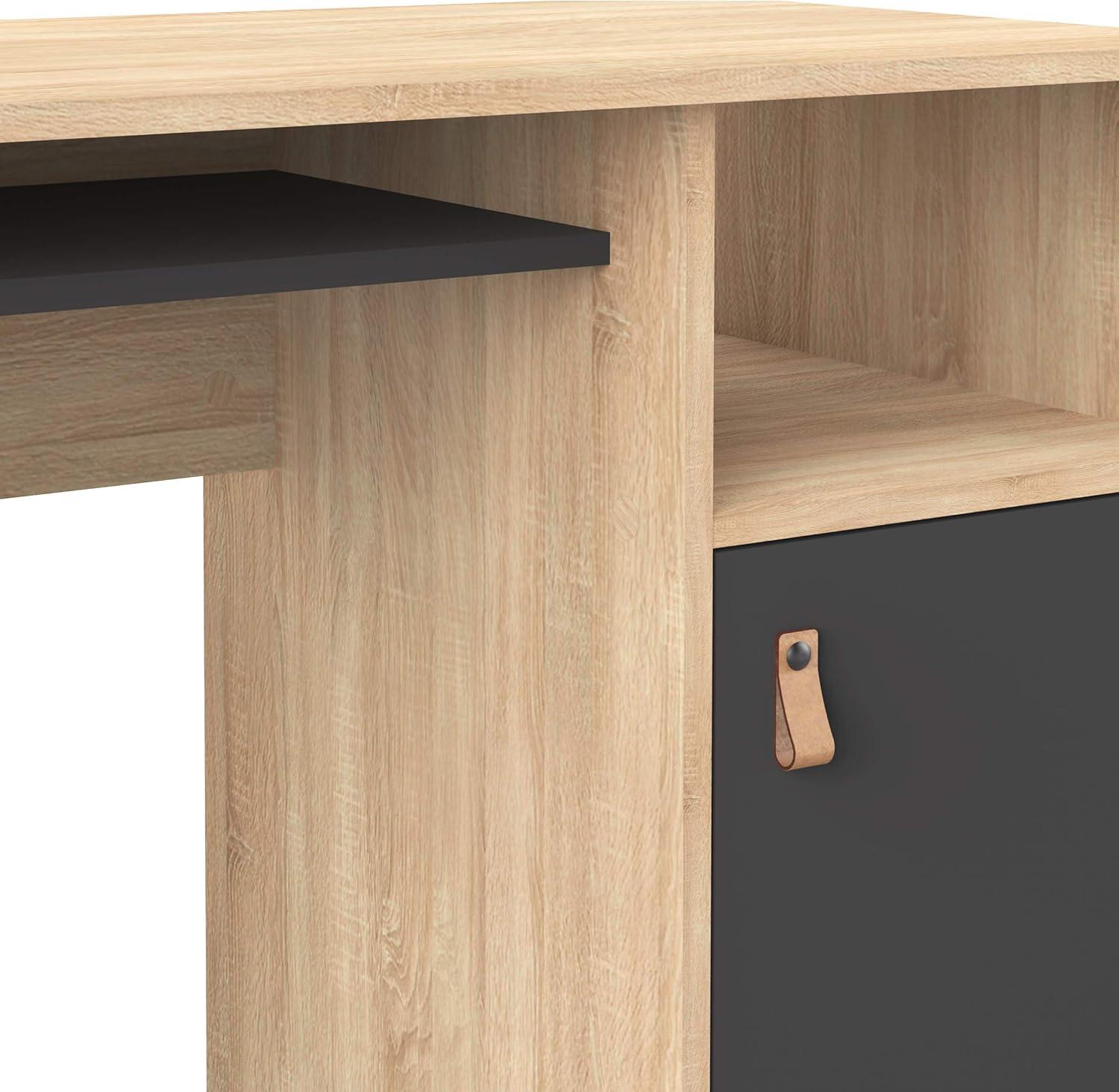 ESCRITORIO VERSA 1 PUERTA 2 ESTANTES COLOR ROBLE Y NEGRO 115CM - 4