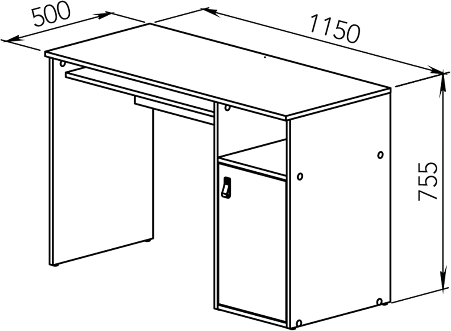 ESCRITORIO VERSA 1 PUERTA 2 ESTANTES COLOR ROBLE Y NEGRO 115CM - 7