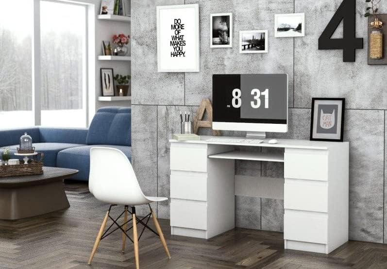 ESCRITORIO RISHON CON 6 CAJONES Y PORTA TECLADO COLOR BLANCO 130X76CM - 2