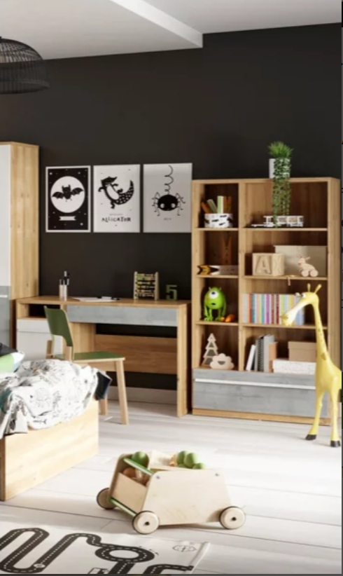 ESCRITORIO Y ESTANTE PRESIA 8 CUBOS 1 CAJÓN BLANCO ROBLE 120CM - 1