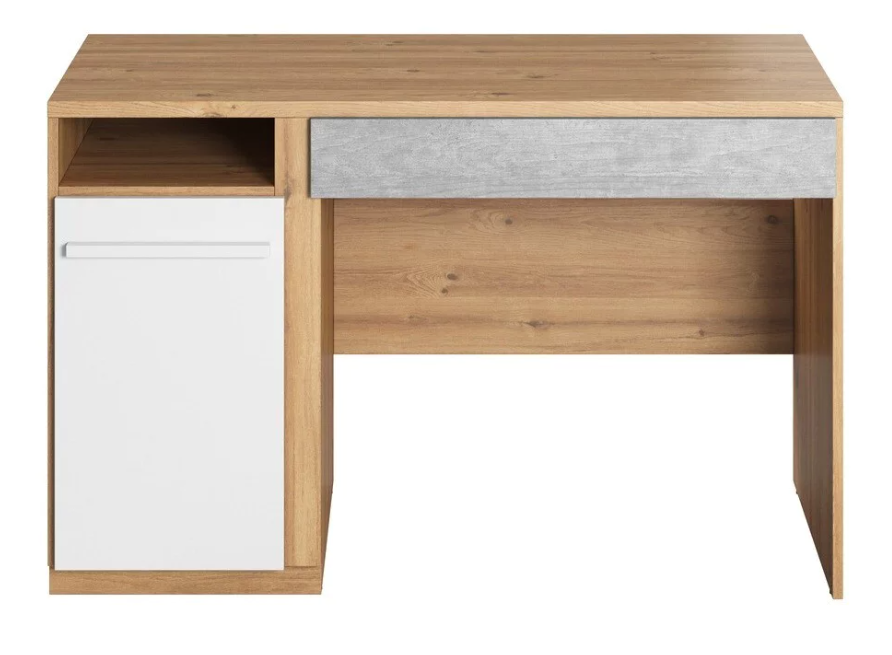 ESCRITORIO Y ESTANTE PRESIA 8 CUBOS 1 CAJÓN BLANCO ROBLE 120CM - 3