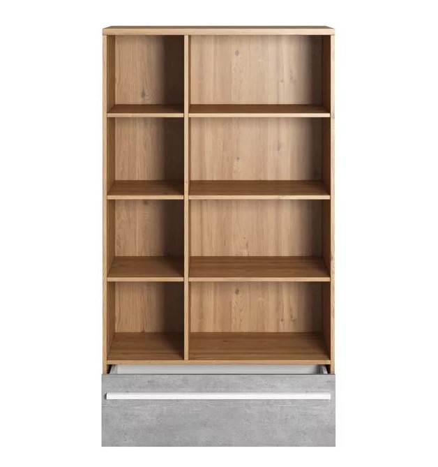 ESCRITORIO Y ESTANTE PRESIA 8 CUBOS 1 CAJÓN BLANCO ROBLE 120CM - 4