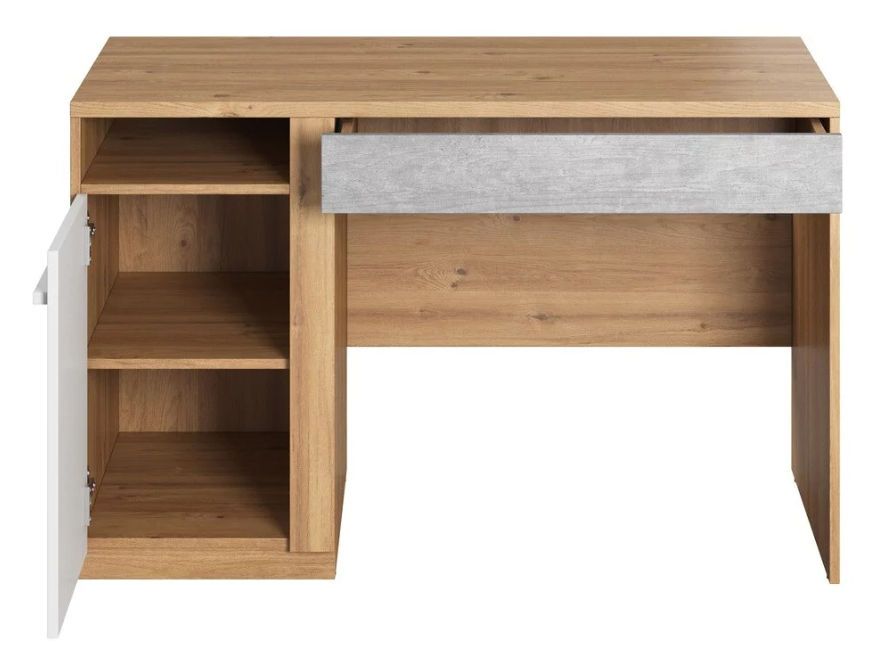 ESCRITORIO Y ESTANTE PRESIA 8 CUBOS 1 CAJÓN BLANCO ROBLE 120CM - 5
