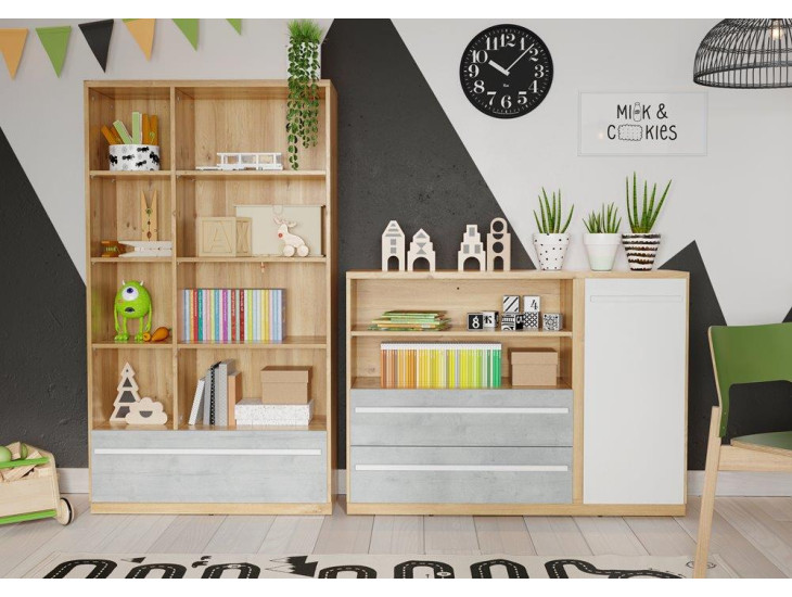 ESCRITORIO Y ESTANTE PRESIA 8 CUBOS 1 CAJÓN BLANCO ROBLE 120CM - 9