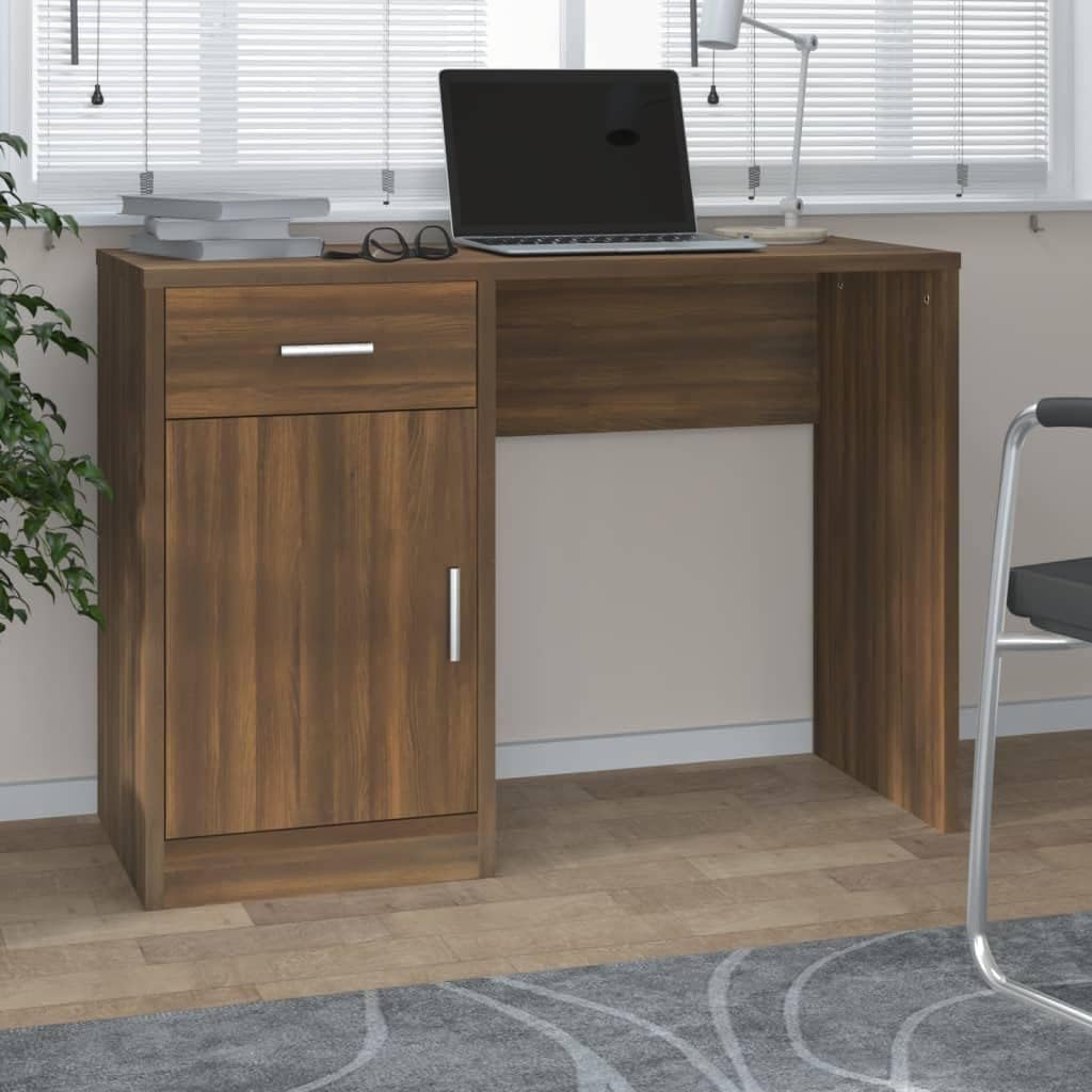 ESCRITORIO KORD CON CAJÓN 1 PUERTA LIBRERO COLOR ROBLE OSCURO 100CM - 1