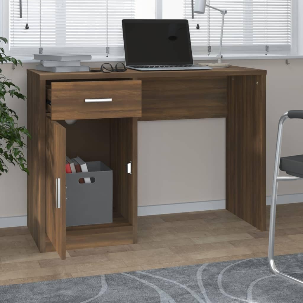 ESCRITORIO KORD CON CAJÓN 1 PUERTA LIBRERO COLOR ROBLE OSCURO 100CM - 2