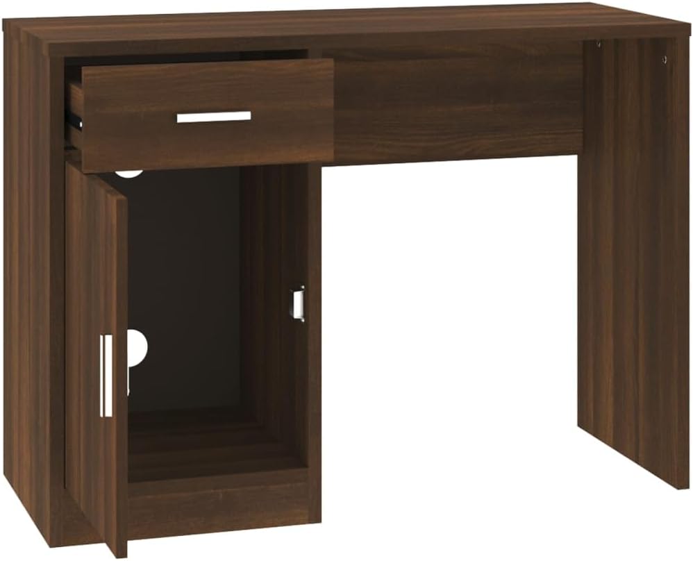 ESCRITORIO KORD CON CAJÓN 1 PUERTA LIBRERO COLOR ROBLE OSCURO 100CM - 3