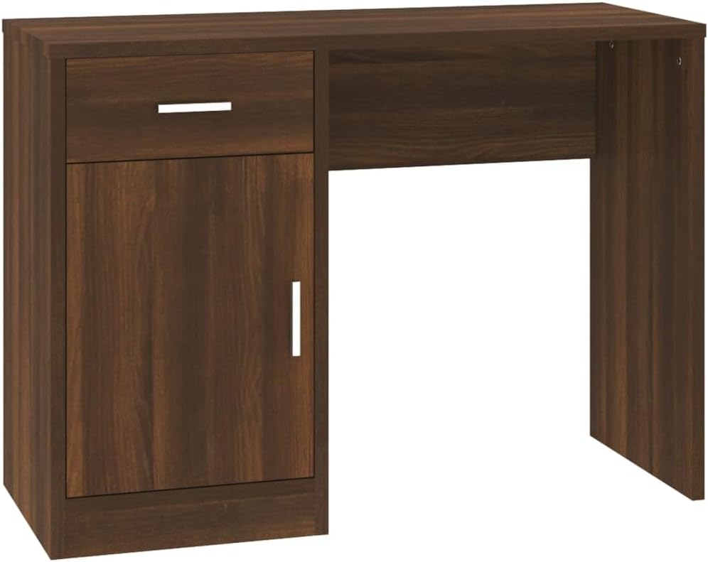ESCRITORIO KORD CON CAJÓN 1 PUERTA LIBRERO COLOR ROBLE OSCURO 100CM - 5