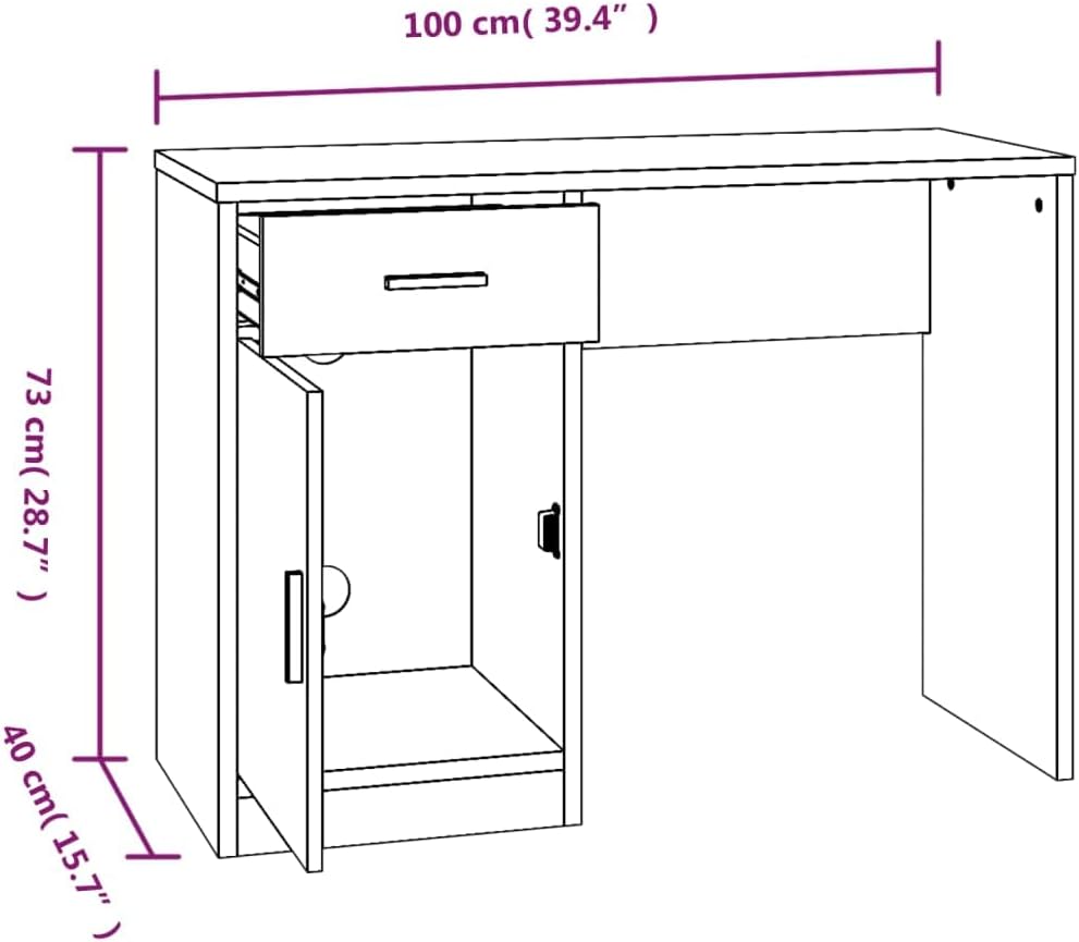 ESCRITORIO KORD CON CAJÓN 1 PUERTA LIBRERO COLOR ROBLE OSCURO 100CM - 7
