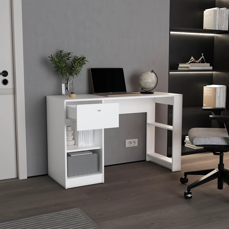 ESCRITORIO VALTRO CON CAJON ESTANTES ABIERTOS COLOR BLANCO 120CM - 2