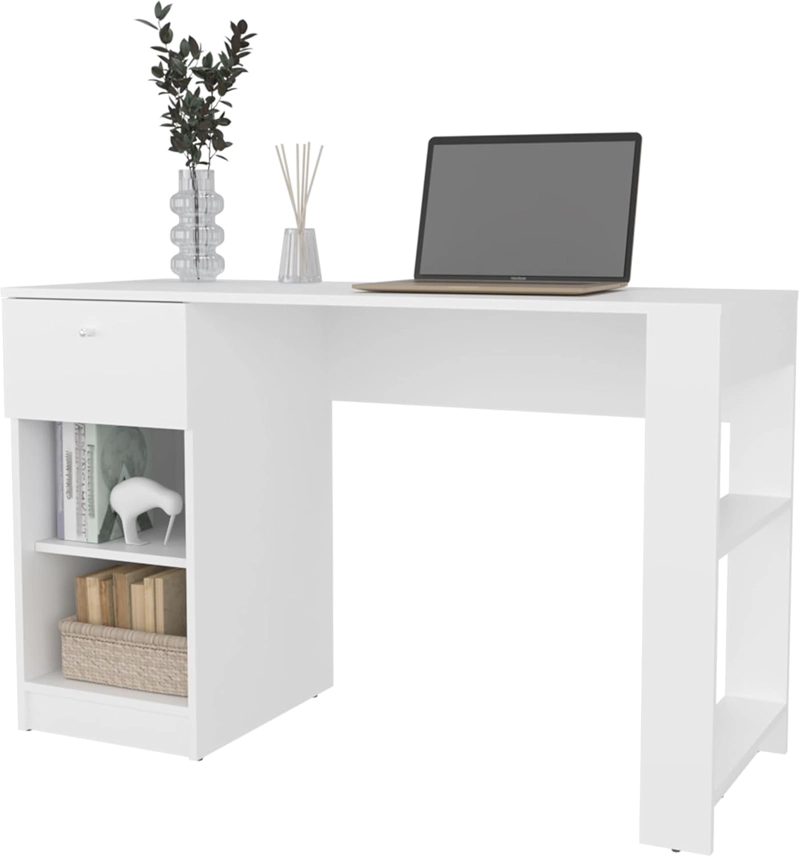 ESCRITORIO VALTRO CON CAJON ESTANTES ABIERTOS COLOR BLANCO 120CM - 4