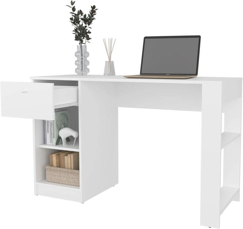 ESCRITORIO VALTRO CON CAJON ESTANTES ABIERTOS COLOR BLANCO 120CM - 5